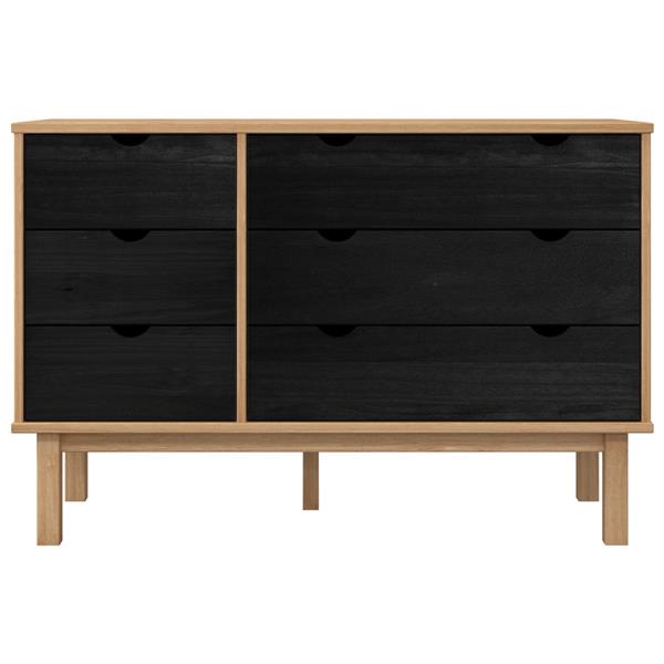 Grote foto vidaxl ladenkast otta zwart 111 x 43 x 73 5 cm massief grenenhout kinderen en baby complete kinderkamers
