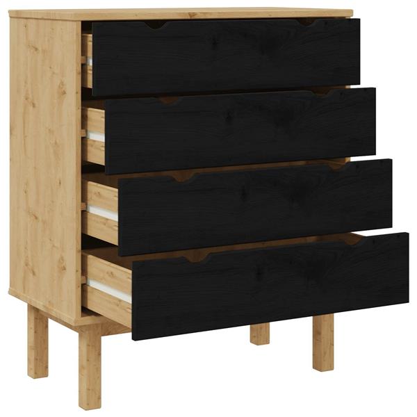 Grote foto vidaxl ladekast otta zwart 76 5 x 39 5 x 90 cm massief grenenhout kinderen en baby complete kinderkamers