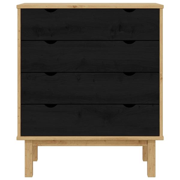 Grote foto vidaxl ladekast otta zwart 76 5 x 39 5 x 90 cm massief grenenhout kinderen en baby complete kinderkamers