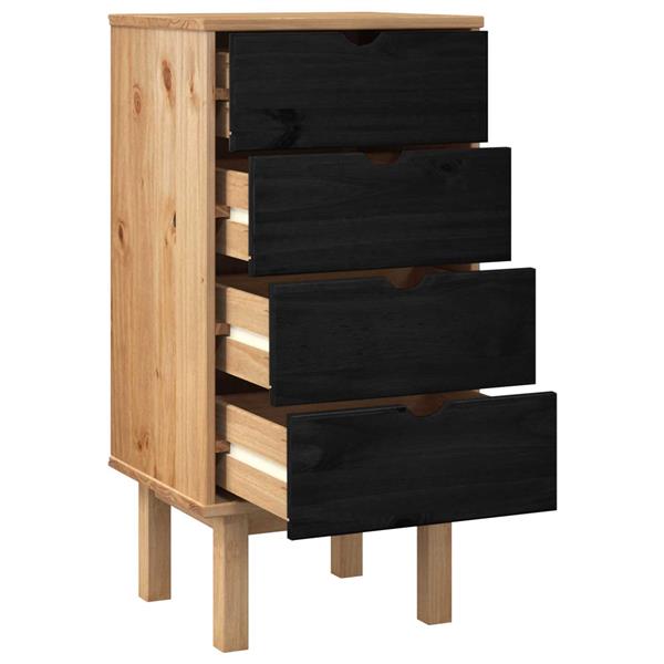 Grote foto vidaxl ladekast met lade otta zwart 45 x 39 x 90 cm massief grenenhout kinderen en baby complete kinderkamers