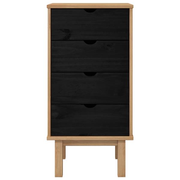 Grote foto vidaxl ladekast met lade otta zwart 45 x 39 x 90 cm massief grenenhout kinderen en baby complete kinderkamers