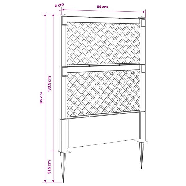 Grote foto vidaxl trellis met spike wit 99 x 6 x 165 cm pp tuin en terras overige tuin en terras