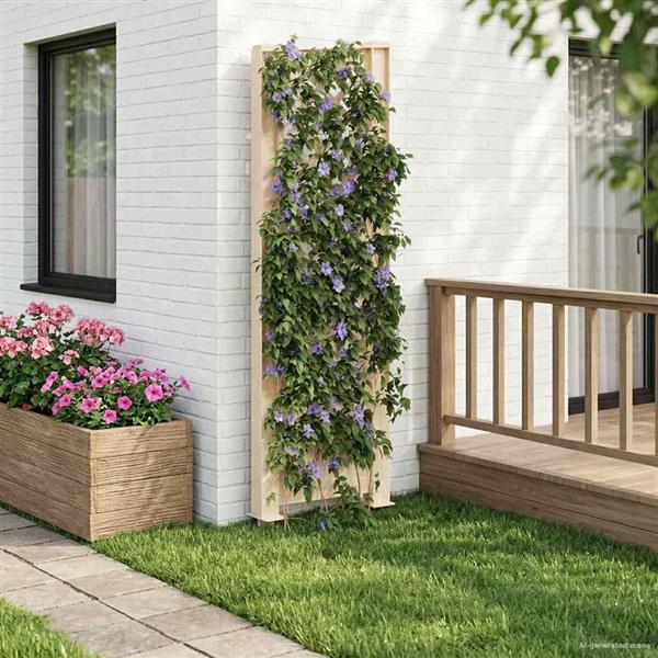 Grote foto vidaxl trellis met spike wit 43 x 6 x 165 cm pp tuin en terras overige tuin en terras