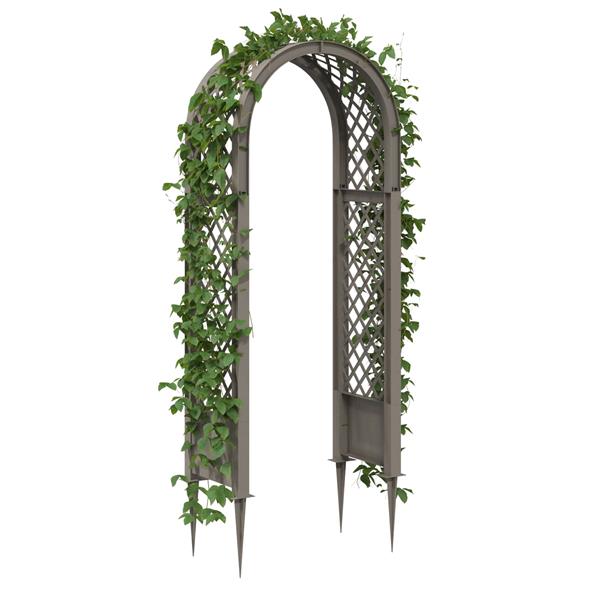 Grote foto vidaxl rozenboog met stekels grijs 97 x 43 x 218 cm pp tuin en terras overige tuin en terras