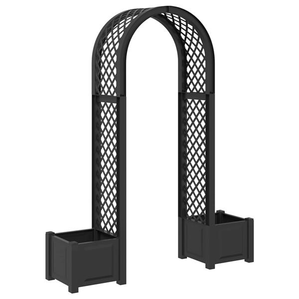 Grote foto vidaxl rozenboog met planter antracietkleurig 168 5 x 43 x 207 cm pp tuin en terras overige tuin en terras