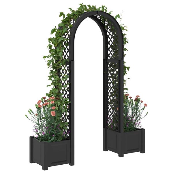 Grote foto vidaxl rozenboog met planter antracietkleurig 168 5 x 43 x 207 cm pp tuin en terras overige tuin en terras