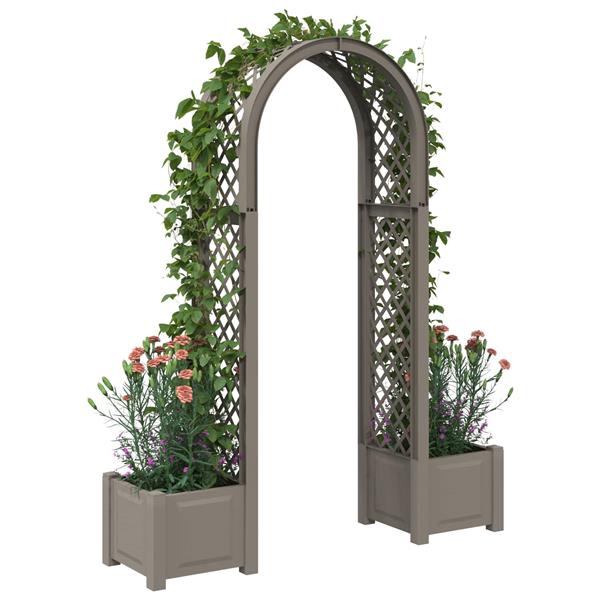 Grote foto vidaxl rozenboog met planter grijs 168 5 x 43 x 207 cm pp tuin en terras overige tuin en terras