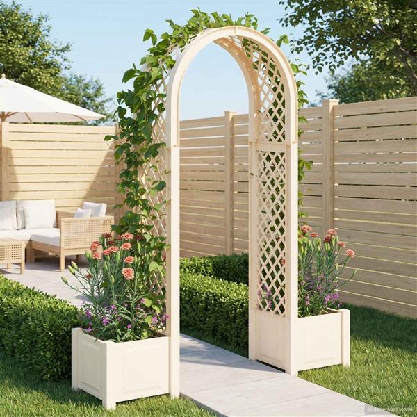Grote foto vidaxl rozenboog met planter wit 168 5 x 43 x 207 cm pp tuin en terras overige tuin en terras