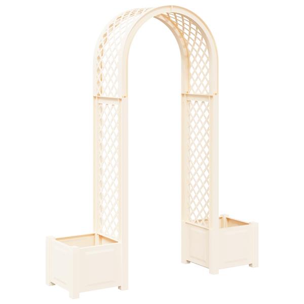 Grote foto vidaxl rozenboog met planter wit 168 5 x 43 x 207 cm pp tuin en terras overige tuin en terras