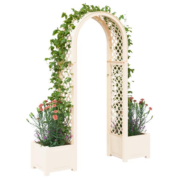 Grote foto vidaxl rozenboog met planter wit 168 5 x 43 x 207 cm pp tuin en terras overige tuin en terras