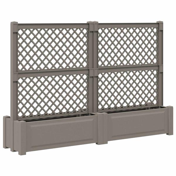 Grote foto vidaxl grote planter met trellis 2 pcs grijs 200 x 43 x 133 5 cm pp tuin en terras overige tuin en terras