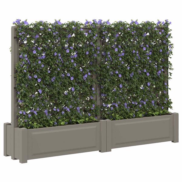 Grote foto vidaxl grote planter met trellis 2 pcs grijs 200 x 43 x 133 5 cm pp tuin en terras overige tuin en terras