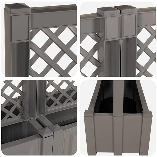 Grote foto vidaxl grote planter met trellis 2 pcs grijs 200 x 43 x 133 5 cm pp tuin en terras overige tuin en terras