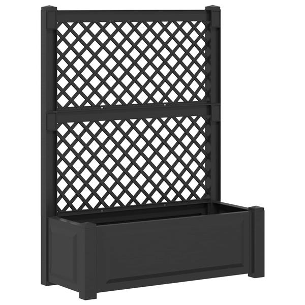 Grote foto vidaxl grote plantenbak met trellis 2 pcs antracietkleurig tuin en terras overige tuin en terras
