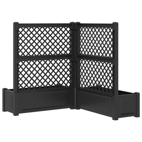 Grote foto vidaxl grote plantenbak met trellis 2 pcs antracietkleurig tuin en terras overige tuin en terras