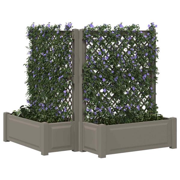 Grote foto vidaxl grote plantenbak met trellis 2 pcs grijs 143 x 143 x 133 5 cm tuin en terras overige tuin en terras