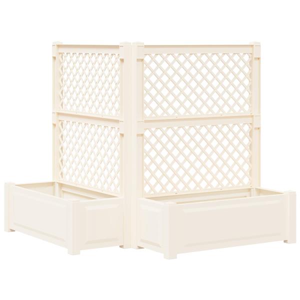 Grote foto vidaxl grote plantenbak met trellis 2 pcs wit 143 x 143 x 133 5 cm pp tuin en terras overige tuin en terras