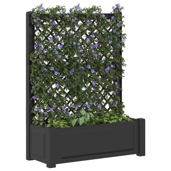 Grote foto vidaxl grote plantenbak met trellis antracietkleurig tuin en terras overige tuin en terras