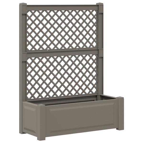 Grote foto vidaxl grote plantenbak met trellis grijs 99 5 x 43 x 133 5 cm pp tuin en terras overige tuin en terras