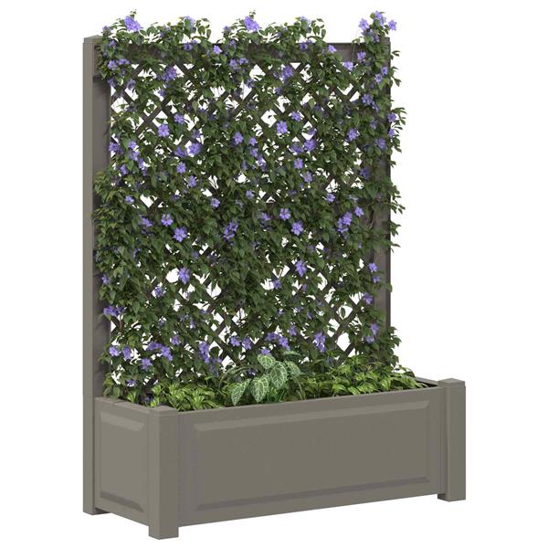 Grote foto vidaxl grote plantenbak met trellis grijs 99 5 x 43 x 133 5 cm pp tuin en terras overige tuin en terras