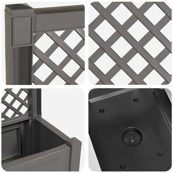 Grote foto vidaxl grote plantenbak met trellis grijs 99 5 x 43 x 133 5 cm pp tuin en terras overige tuin en terras