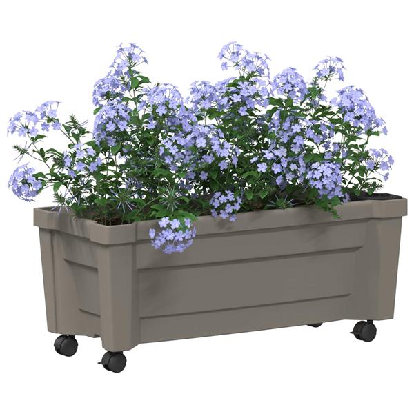 Grote foto vidaxl calypso plantenbak met wielen grijs 79 x 35 x 33 cm pp tuin en terras overige tuin en terras