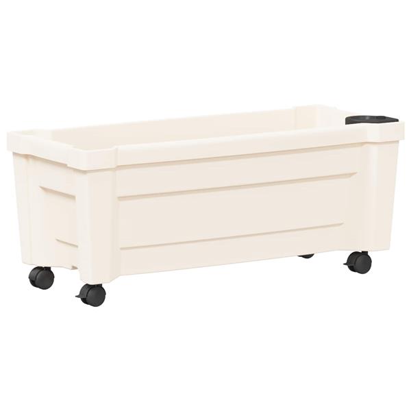 Grote foto vidaxl calypso plantenbak met wielen wit 79 x 35 x 33 cm pp tuin en terras overige tuin en terras