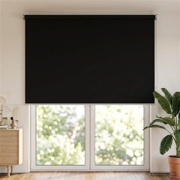 Grote foto vidaxl rolgordijn uv bescherming zwart 160 x 230 cm polyester huis en inrichting gordijnen en lamellen