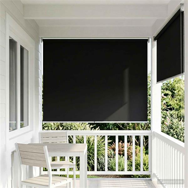 Grote foto vidaxl rolgordijn uv bescherming zwart 140 x 230 cm polyester huis en inrichting gordijnen en lamellen