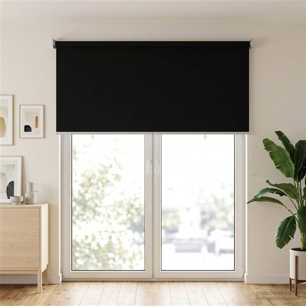 Grote foto vidaxl rolgordijn uv bescherming zwart 140 x 230 cm polyester huis en inrichting gordijnen en lamellen