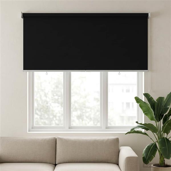 Grote foto vidaxl rolgordijn uv bescherming zwart 140 x 140 cm polyester huis en inrichting gordijnen en lamellen