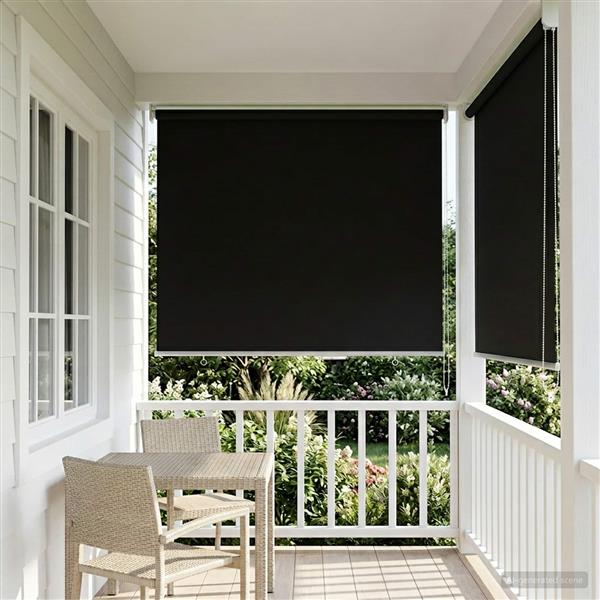 Grote foto vidaxl rolgordijn uv bescherming zwart 100 x 140 cm polyester huis en inrichting gordijnen en lamellen