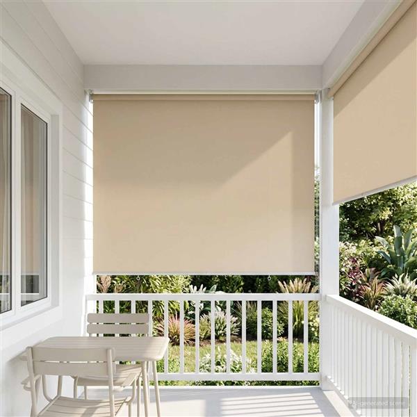 Grote foto vidaxl rolgordijn uv bescherming beige 120 x 230 cm polyester huis en inrichting gordijnen en lamellen