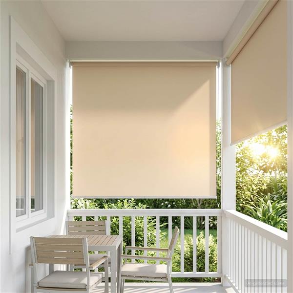 Grote foto vidaxl rolgordijn uv bescherming beige 140 x 140 cm polyester huis en inrichting gordijnen en lamellen