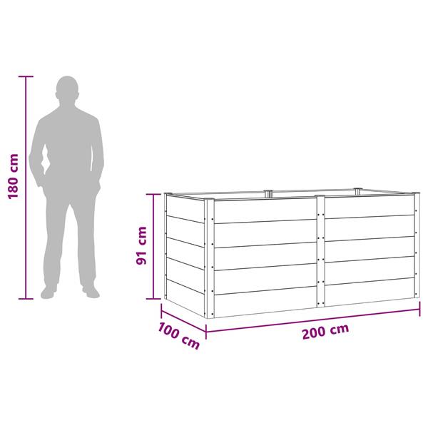 Grote foto vidaxl verhoogde plantenbak bruin 200 x 100 x 91 cm alu. tuin en terras overige tuin en terras