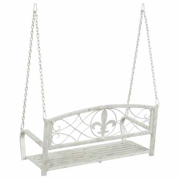 Grote foto vidaxl schommelbank staal 110 5 x 59 x 55 cm antiek wit tuin en terras tuinmeubelen