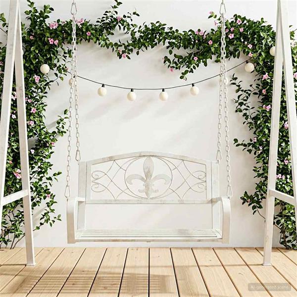 Grote foto vidaxl schommelbank staal 71 5 x 59 x 55 cm antiek wit tuin en terras tuinmeubelen