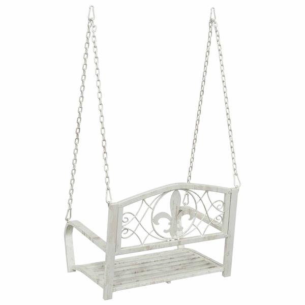 Grote foto vidaxl schommelbank staal 71 5 x 59 x 55 cm antiek wit tuin en terras tuinmeubelen