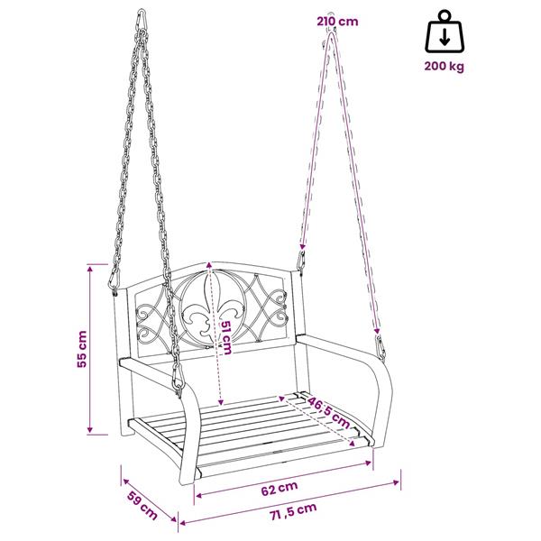 Grote foto vidaxl schommelbank staal 71 5 x 59 x 55 cm antiek wit tuin en terras tuinmeubelen