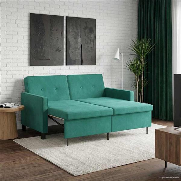 Grote foto vidaxl slaapbank turquoise stof huis en inrichting bankstellen