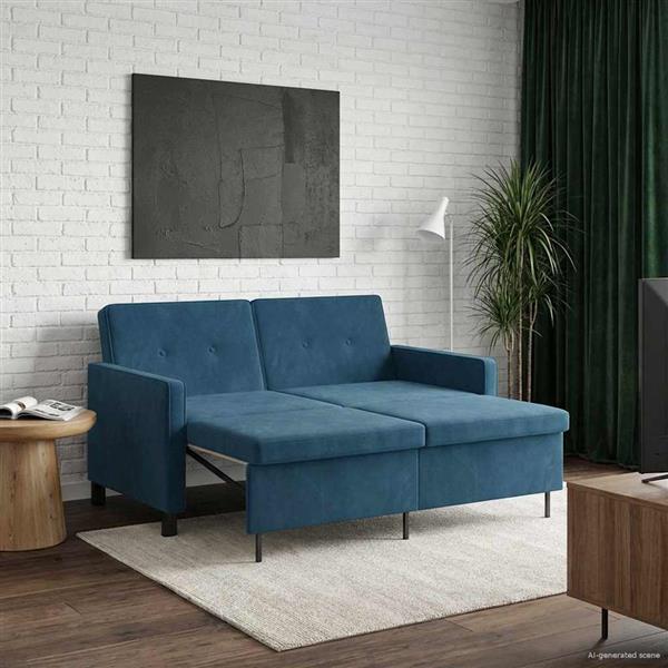 Grote foto vidaxl slaapbank blauw stof huis en inrichting bankstellen