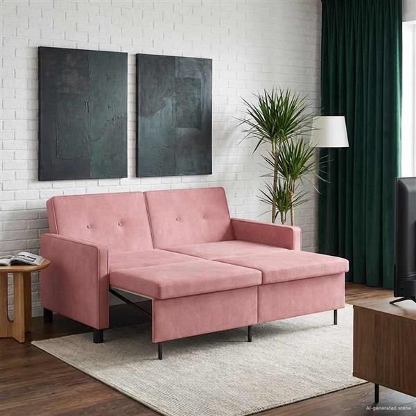 Grote foto vidaxl slaapbank roze stof huis en inrichting bankstellen