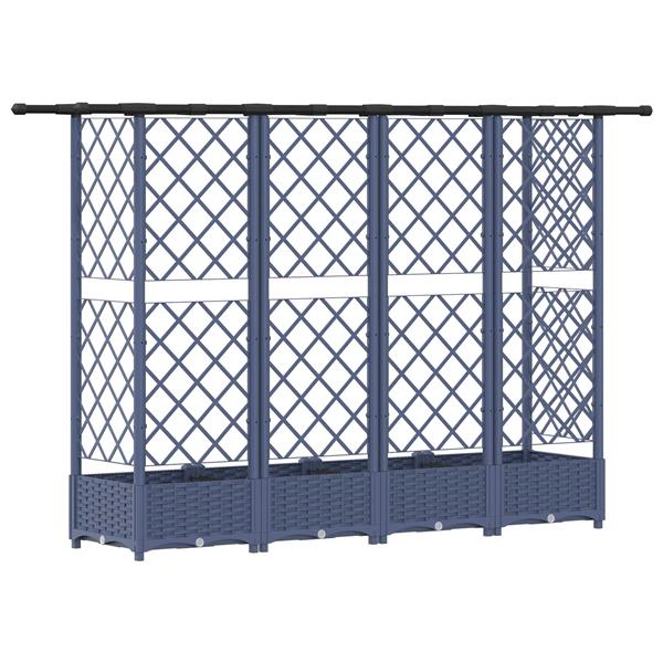 Grote foto vidaxl verhoogd bed met trellis en dak grijs 202 5 x 40 x 123 cm pp tuin en terras overige tuin en terras