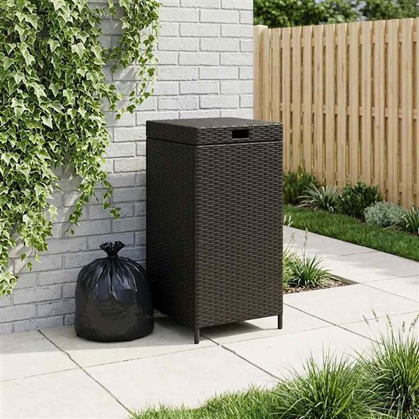 Grote foto vidaxl buiten afvalbak zwart 40 x 40 x 80 cm poly rattan huis en inrichting woningdecoratie