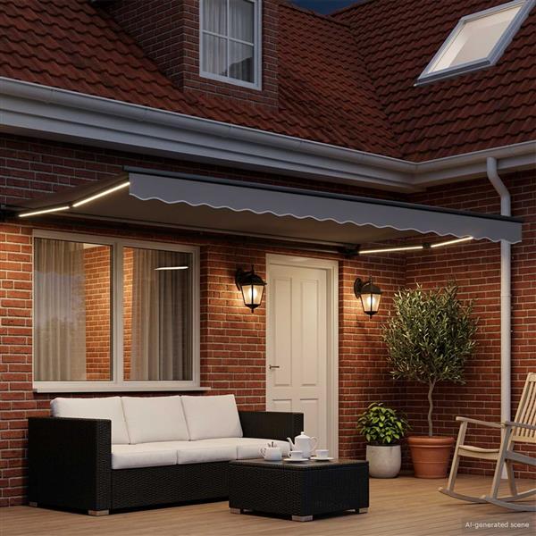 Grote foto vidaxl handmatige luifelhouder met led antraciet 5 3 5 m aluminium tuin en terras overige tuin en terras