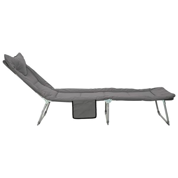 Grote foto vidaxl opvouwbare zonnebed met kussen antracietkleurig tuin en terras tuinmeubelen