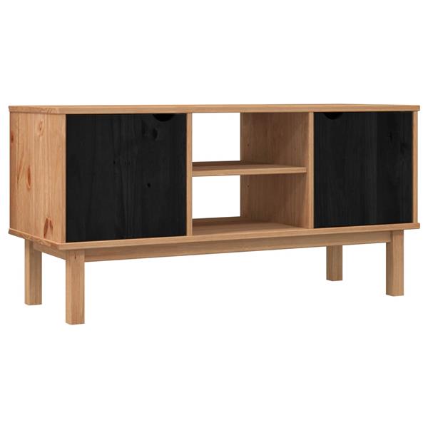 Grote foto vidaxl tv standaard otta 113 5 x 43 x 57 cm zwart massief grenenhout huis en inrichting overige