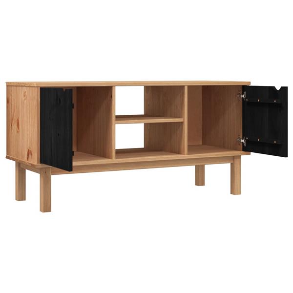 Grote foto vidaxl tv standaard otta 113 5 x 43 x 57 cm zwart massief grenenhout huis en inrichting overige