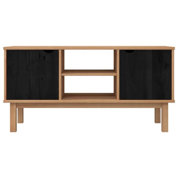 Grote foto vidaxl tv standaard otta 113 5 x 43 x 57 cm zwart massief grenenhout huis en inrichting overige