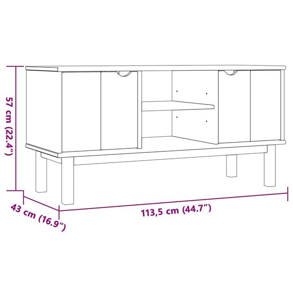 Grote foto vidaxl tv standaard otta 113 5 x 43 x 57 cm zwart massief grenenhout huis en inrichting overige